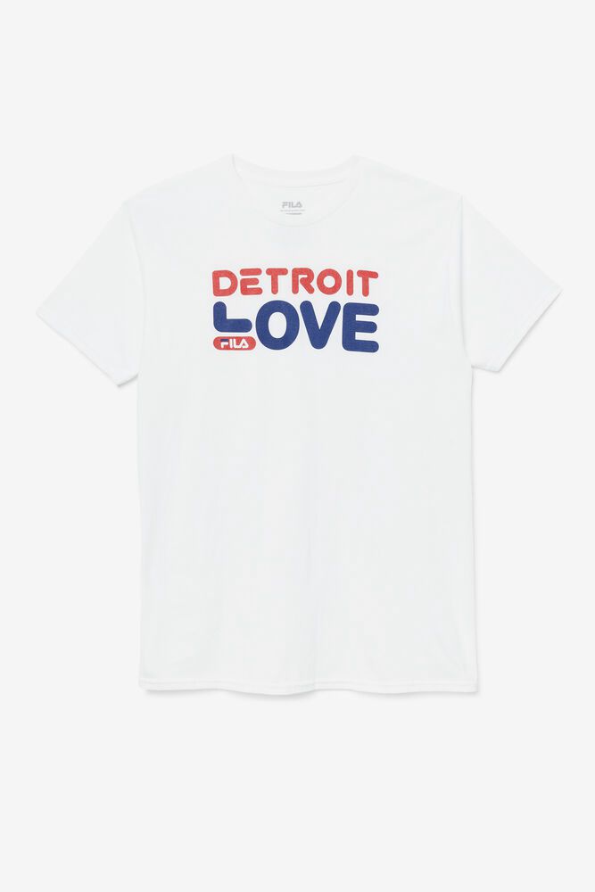 Fila Detroit Love White T-Shirt Mens - NZ 46120-PLTC